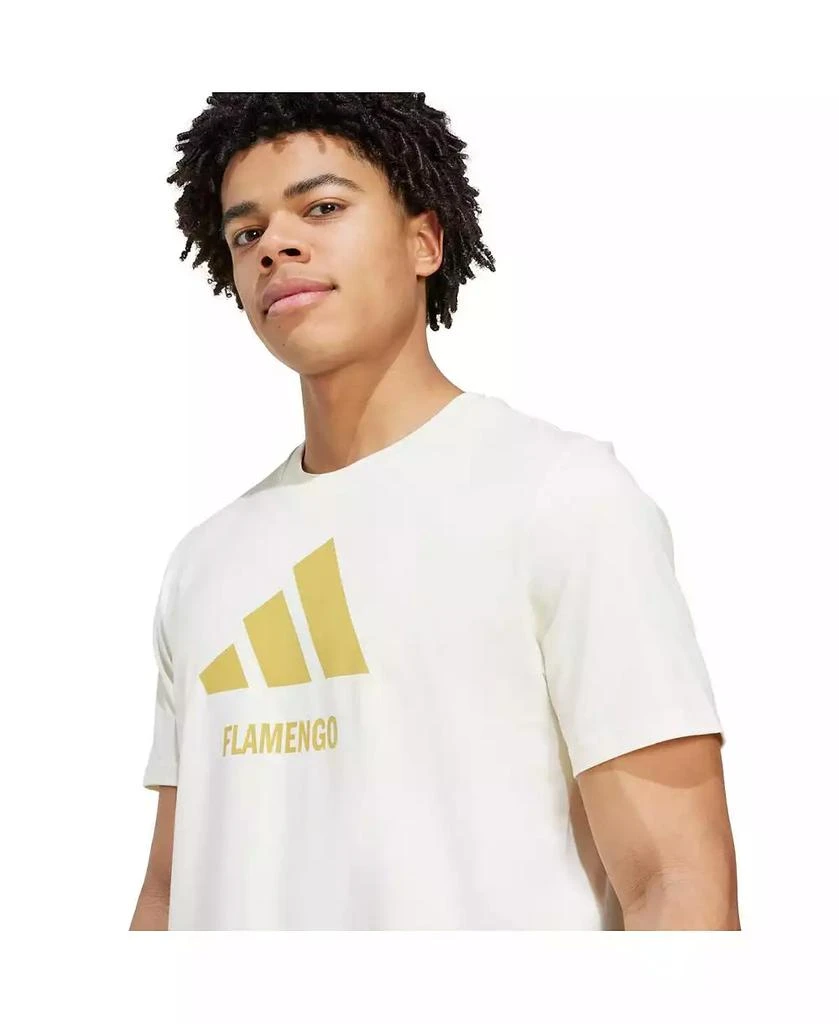 Adidas Men's Cream CR Flamengo Three-Stripes Wordmark T-Shirt 3