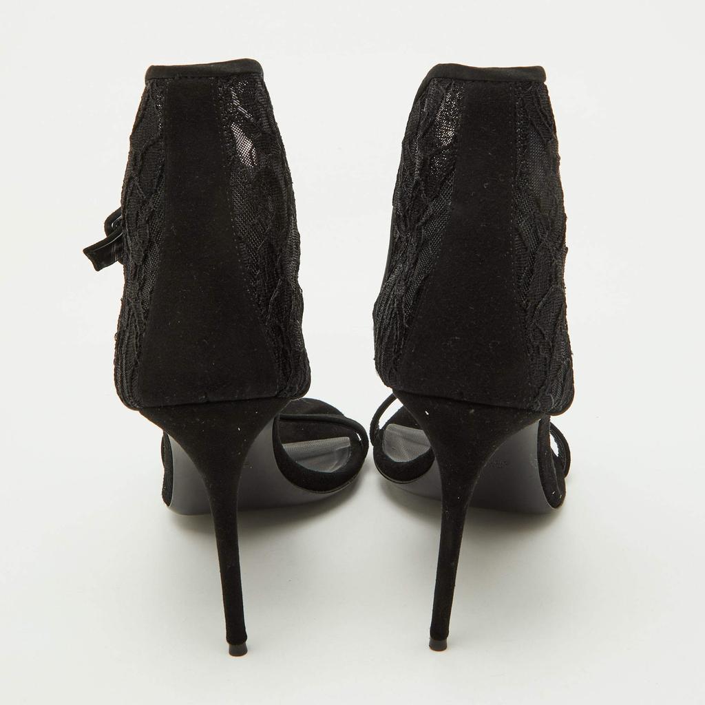 Shop Giuseppe Zanotti Black Suede and Lace Ankle Sandals Shop Giuseppe Zanotti Black Suede and Lace Ankle Sandals