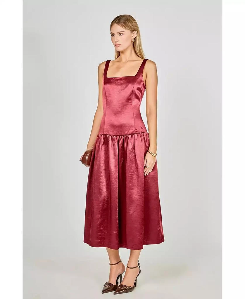 midi dresses with drop waist Willa Linen Drop Waist Midi Dress – No. 14 main image 1