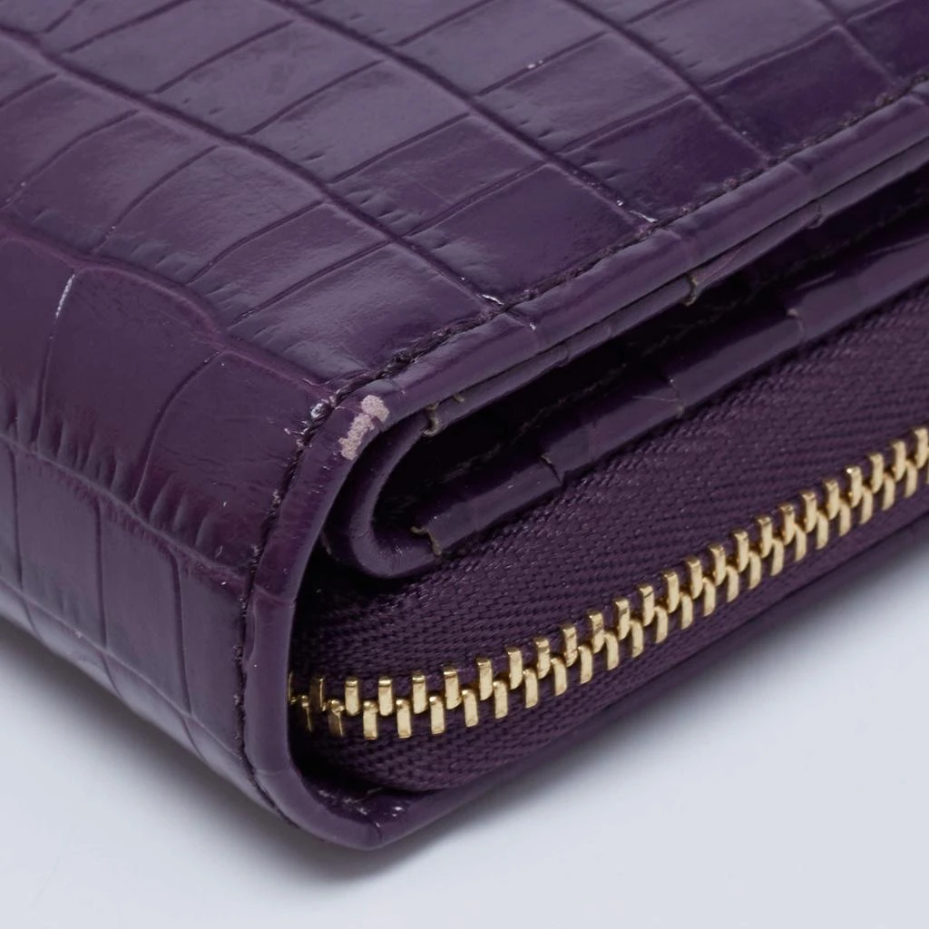 Aspinal of London Aspinal of London Purple Croc Embossed Leather Zip Around Compact Wallet 9