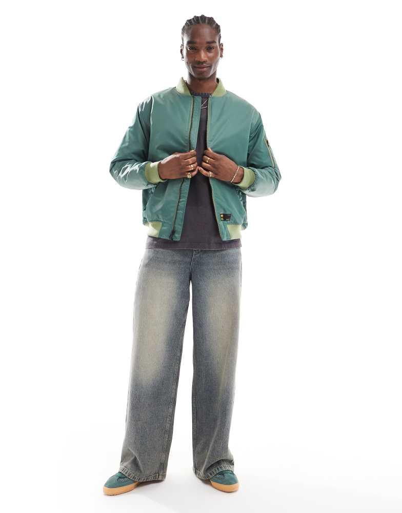 Shop Vans copley bomber jacket in dark green on Sale at