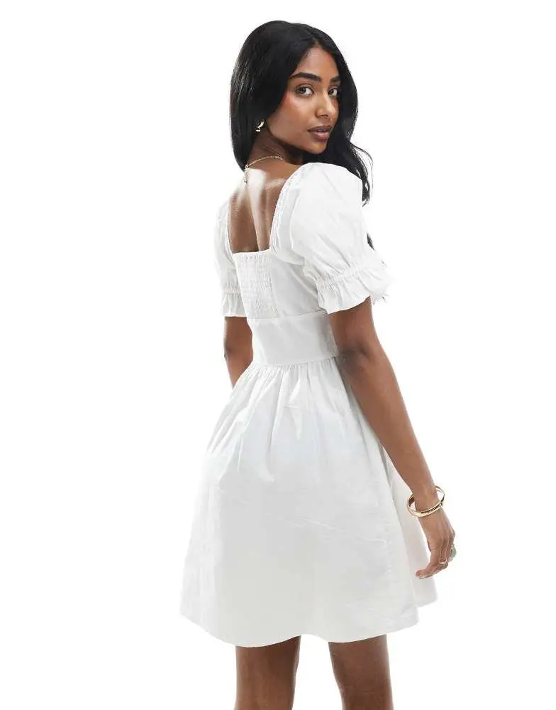 Wednesday's Girl Wednesday's Girl puff sleeve mini dress in white 2