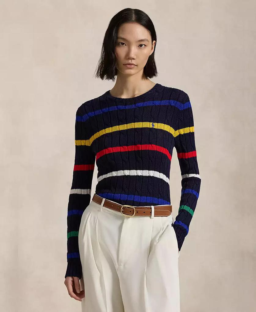 Ralph Lauren Women's Striped Cable-Knit Cotton Sweater