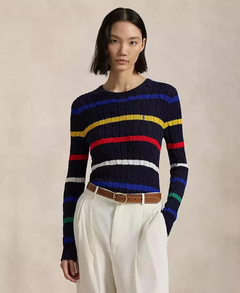 Polo Ralph Lauren Women's Striped Cable-Knit Cotton Sweater 1