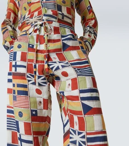 BODE International printed linen straight pants 5