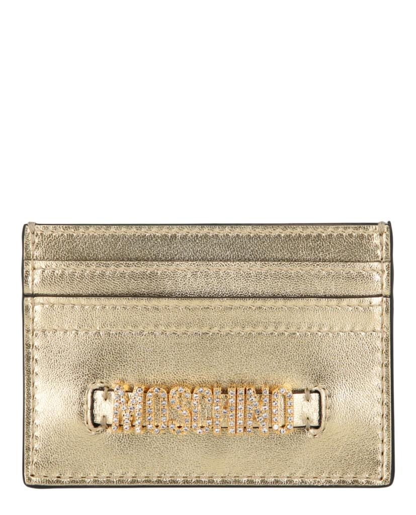 Moschino Logo Belt Crystal-Embellished Card Holder