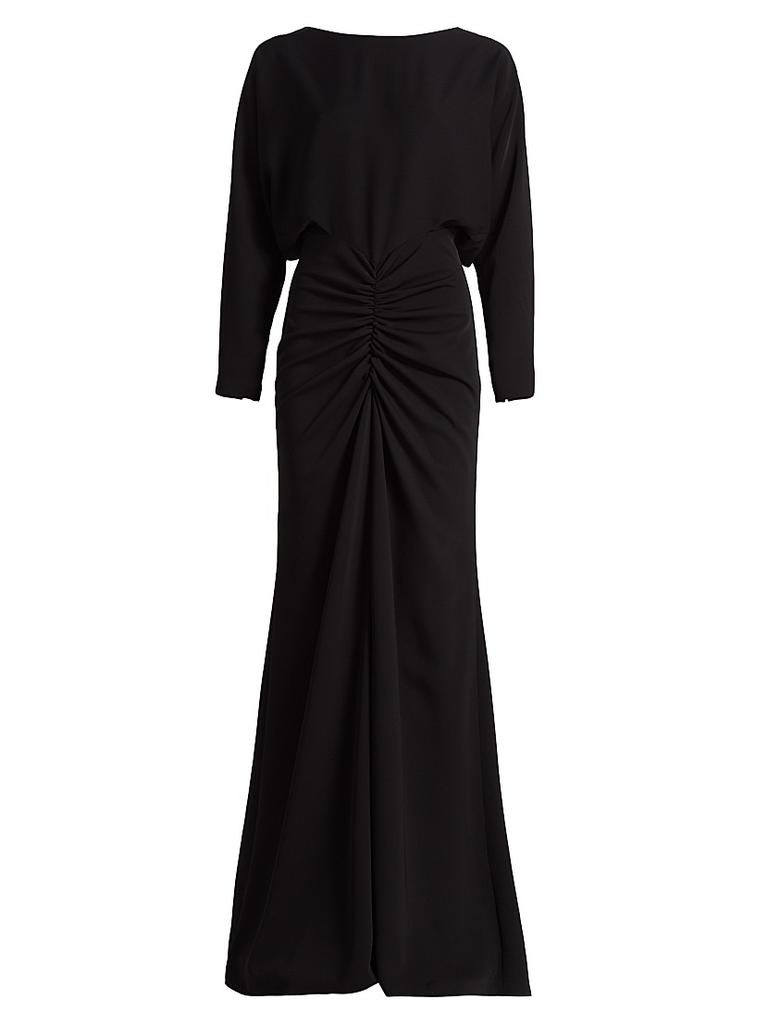 Amsale Satin Ruched Gown