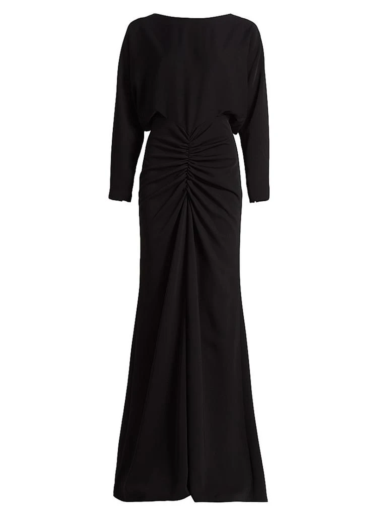 Amsale Satin Ruched Gown 1