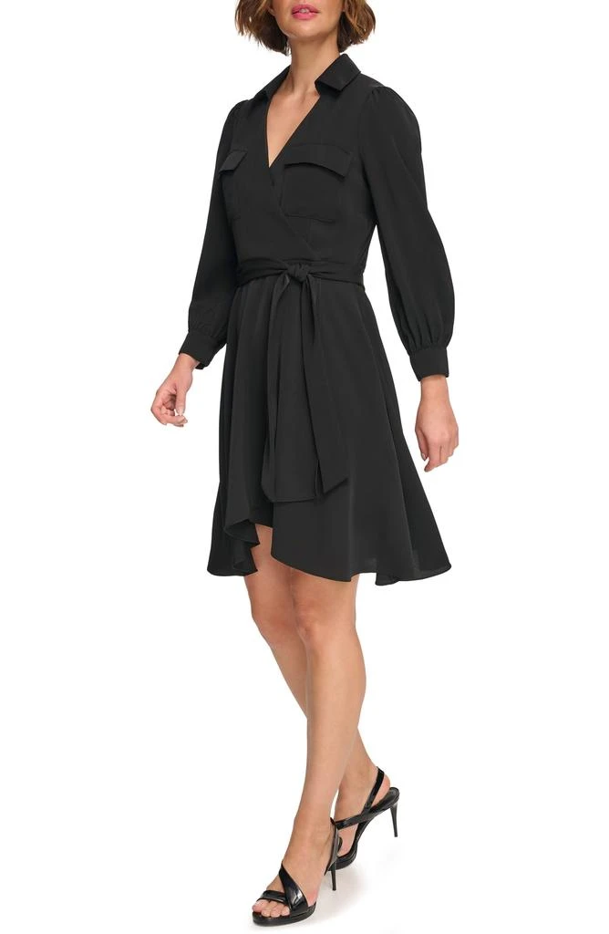DKNY Long Sleeve Faux Wrap Shirtdress 4