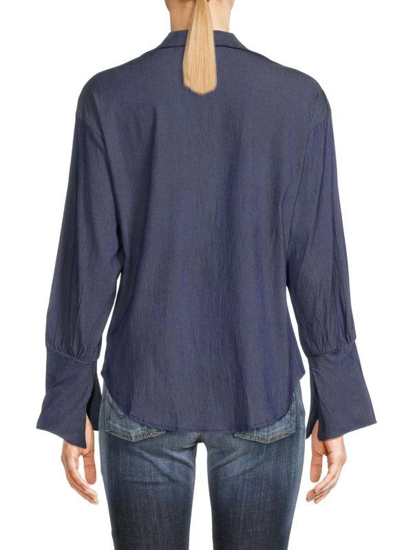 Renee C. Cowl Neck Denim Top 2