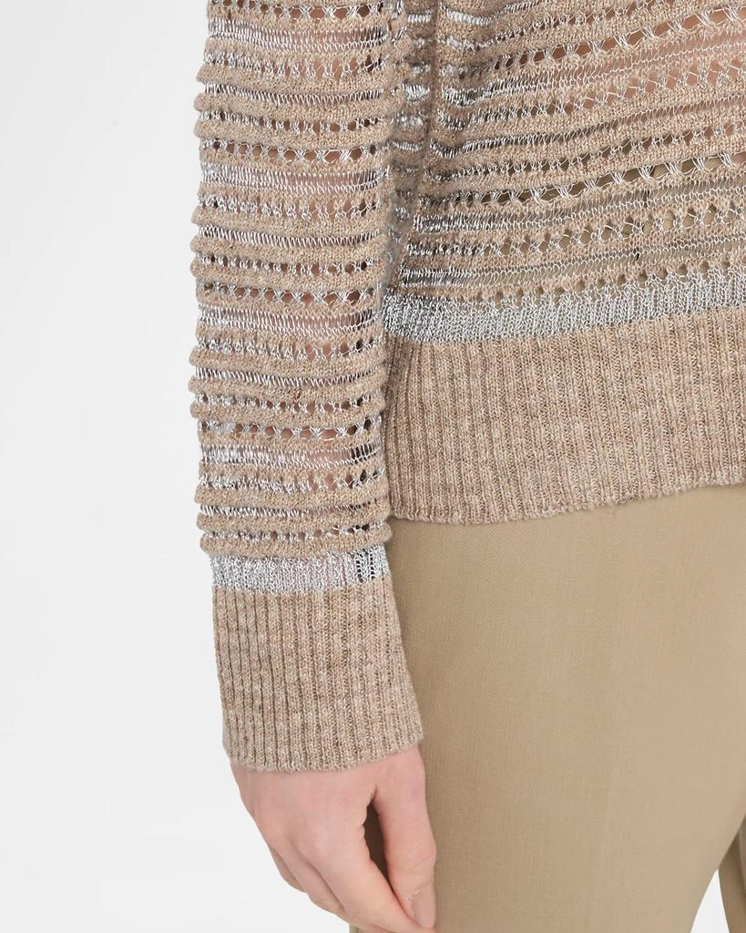 Lafayette 148 New York Crewneck Textured Lace & Ottoman Stitch Sweater 5