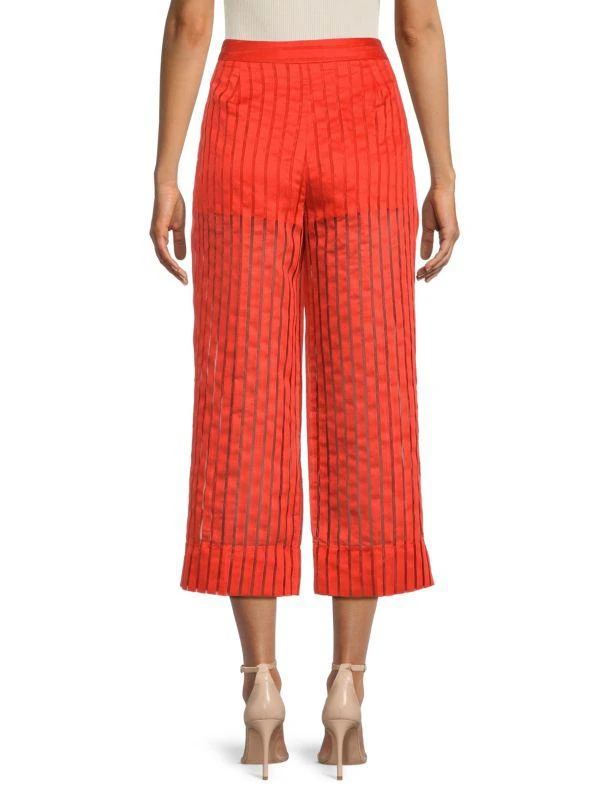 BCBG Sheer Stripe Cropped Wide Leg Pants 2