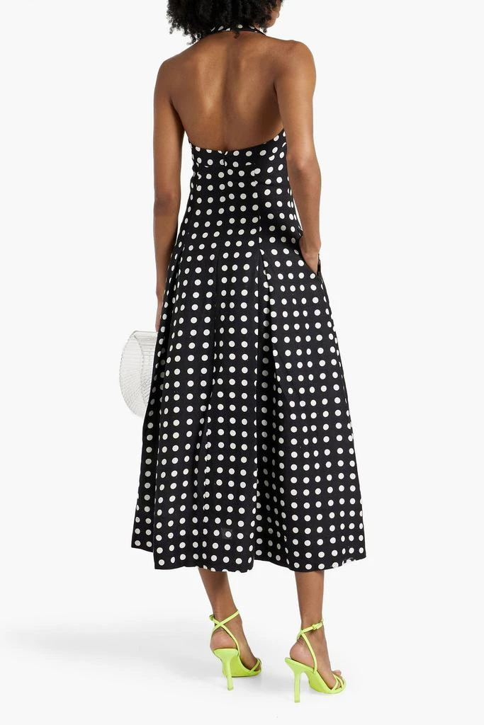 NICHOLAS Polka-dot linen-blend halterneck midi dress 3