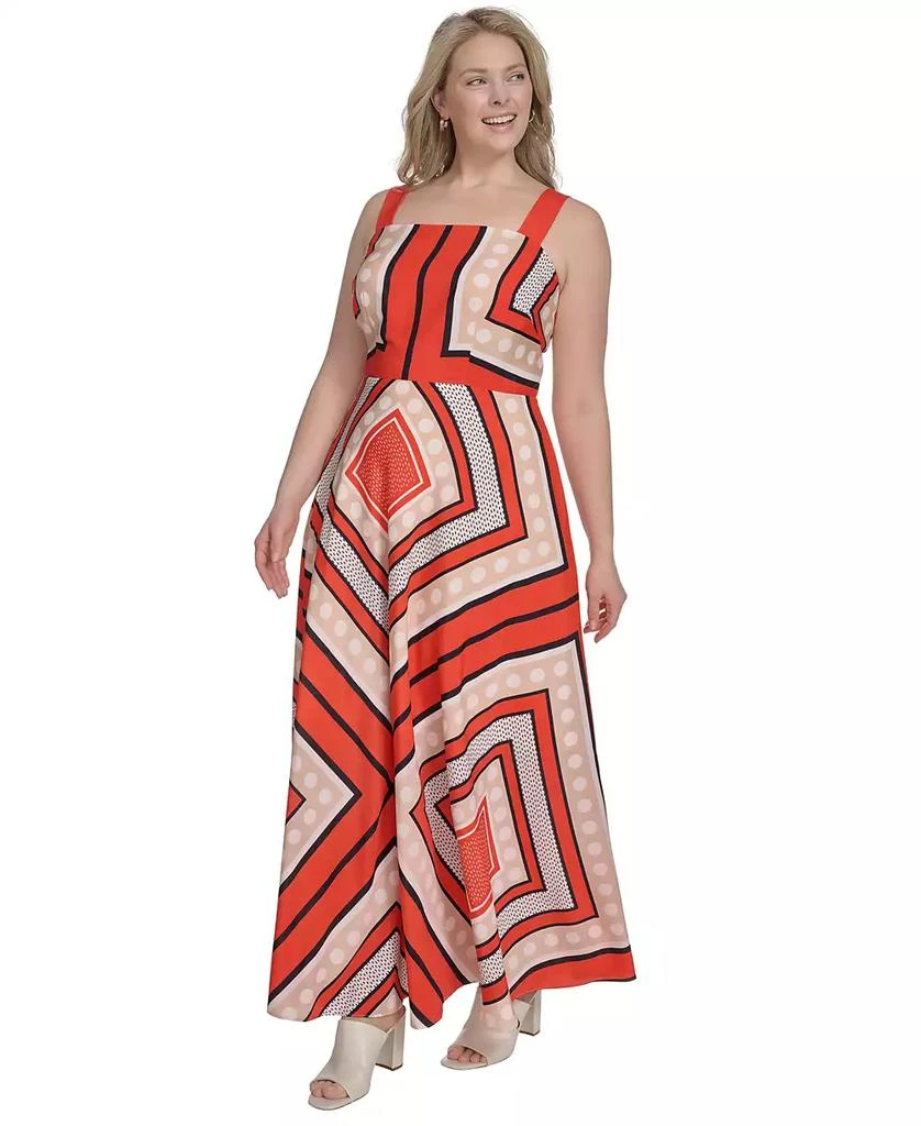 Eliza J Plus Size Printed Square-Neck Maxi Dress 3