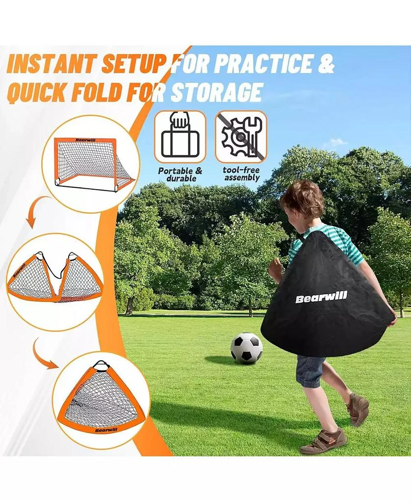 Bearwill Kids Soccer Goal Set of 2, 4x3FT Pop Up Backyard Goals with Training Kit - Includes Ball, Cones, Ladder
Targets 4