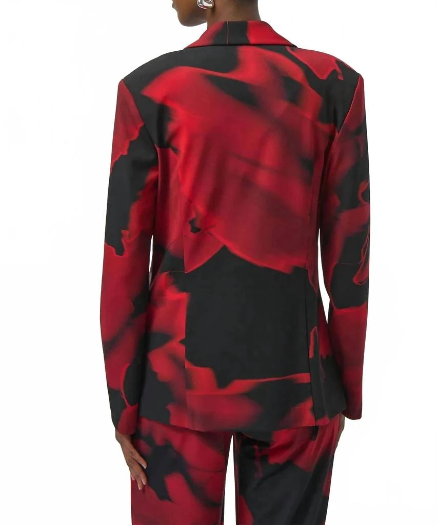 JOSEPH RIBKOFF Abstract Print Straight Blazer In Black/red 2