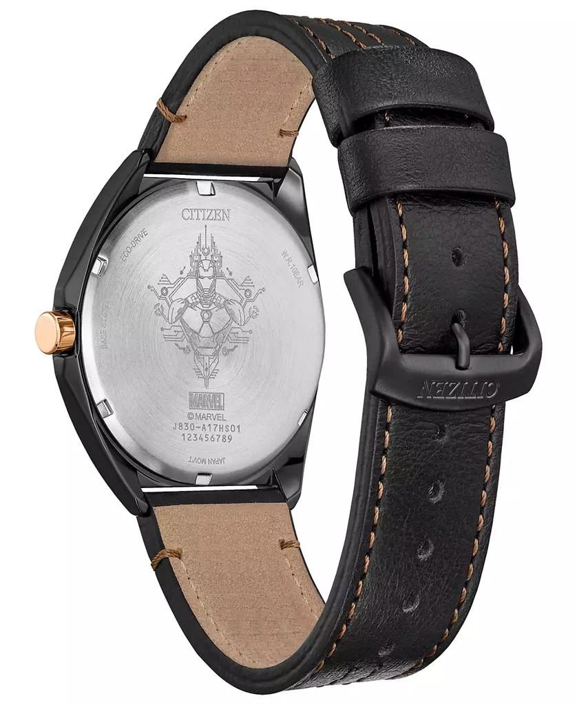 Citizen Eco-Drive Men's Marvel Tony Stark Black Leather Strap Watch 43mm 3