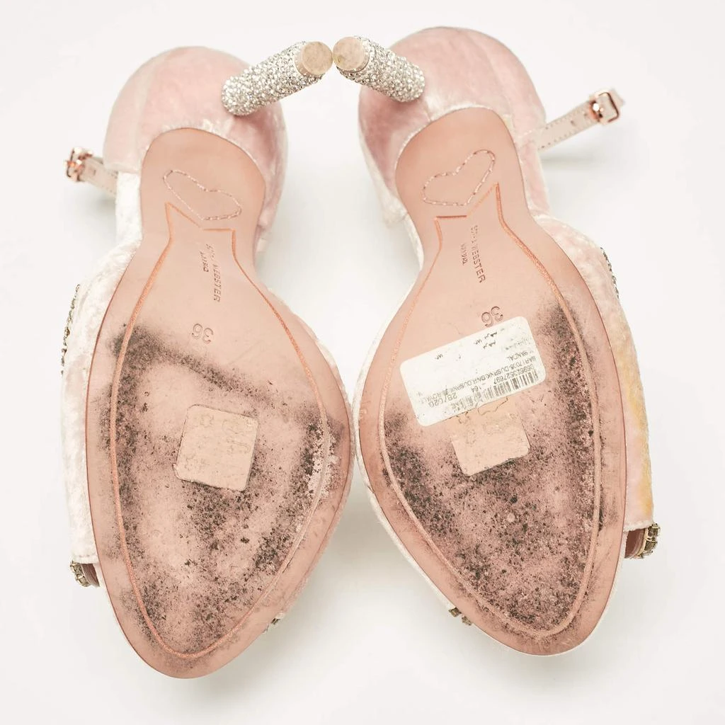 Sophia Webster Sophia Webster Pink Leather and Velvet Royalty Ankle Strap Sandals Size 36 6