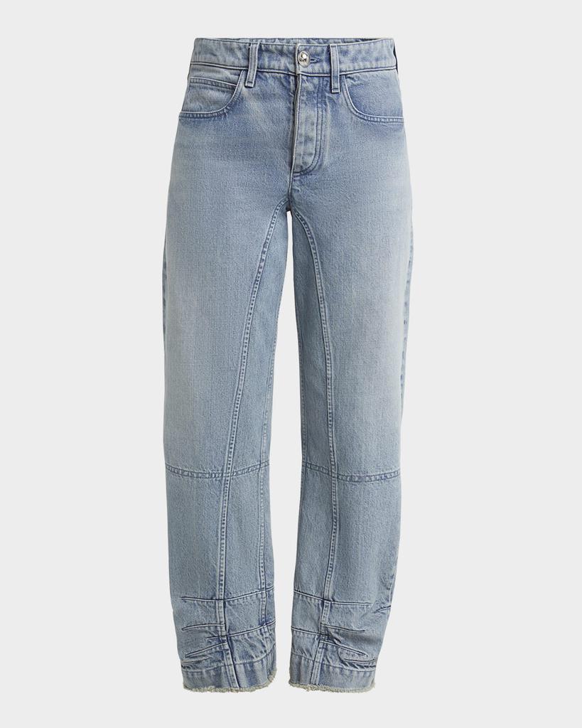 Jil Sander Acid-Wash Denim Barrel-Leg Ankle Trousers