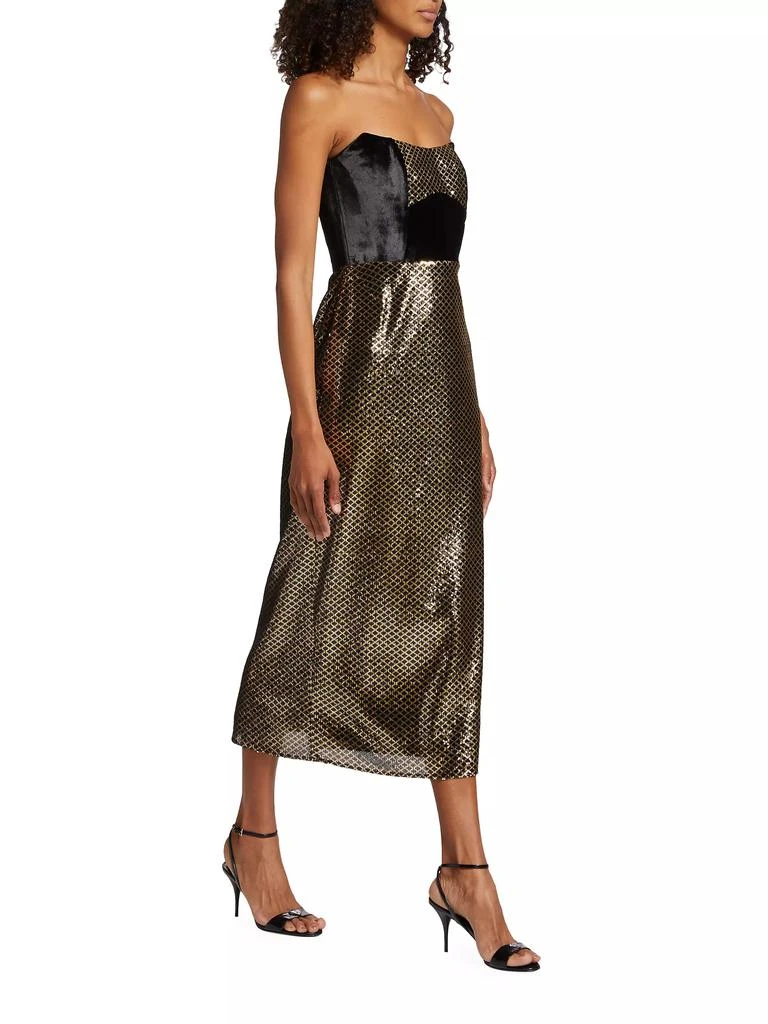 Borgo de Nor Luna Strapless Velvet & Sequin Midi-Dress 4