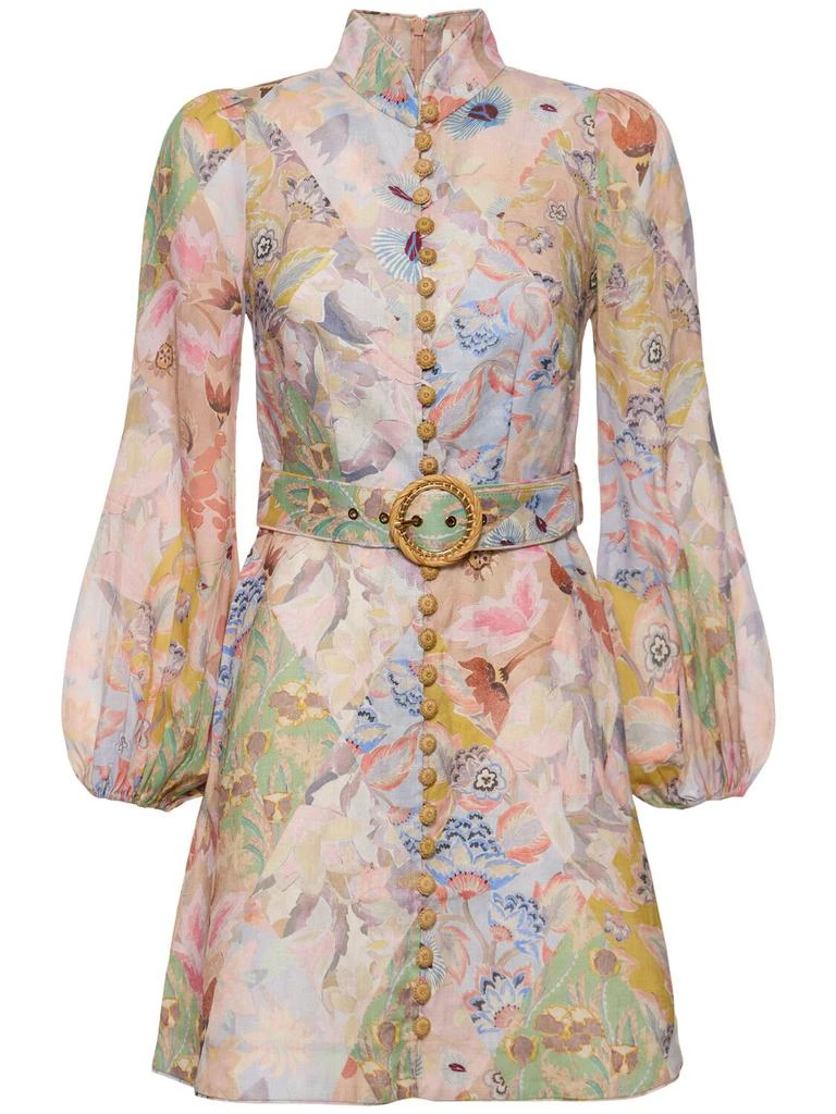 Zimmermann Illustration Linen Mini Dress W/ Belt 1