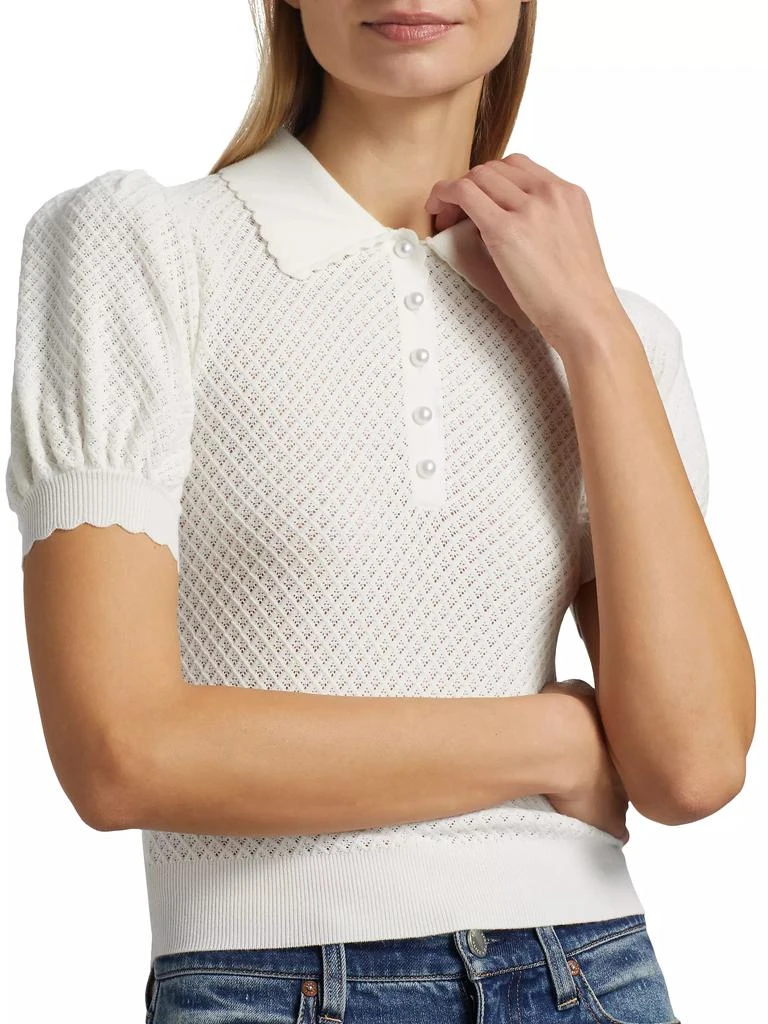 Alice + Olivia Ramona Pointelle Polo Shirt 6