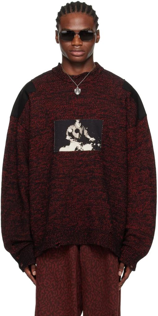 LU'U DAN Red & Black Shoulder Patch Sweater 1