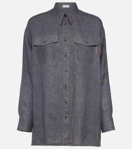 Brunello Cucinelli Oversized linen shirt 1