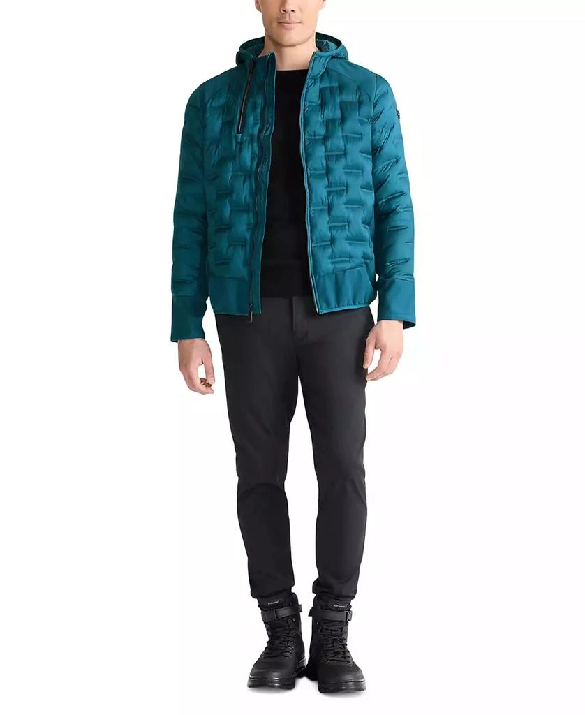 Tumi Men's Quilted Mixed-Media Full-Zip Hooded Jacket 1