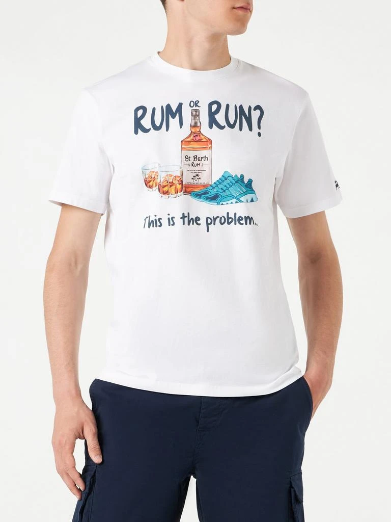 Mc2 Saint Barth Man Cotton T-shirt With Rum Or Run Print 1