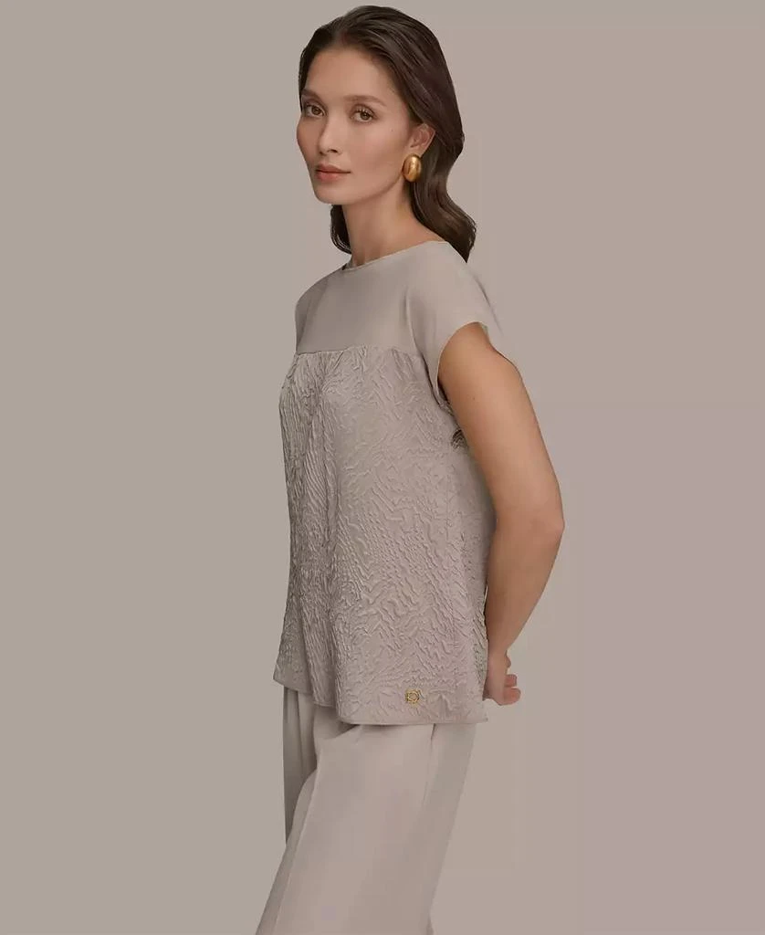 Donna Karan Women
s Mixed Media Extended Shoulder Top 3