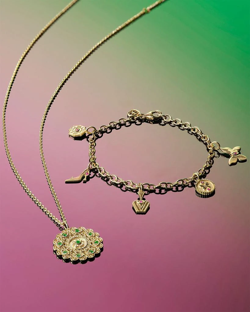 Sydney Evan Wicked x Sydney Evan 14K Yellow Gold Pink Sapphire 
Amethyst Glinda Charm Bracelet 2