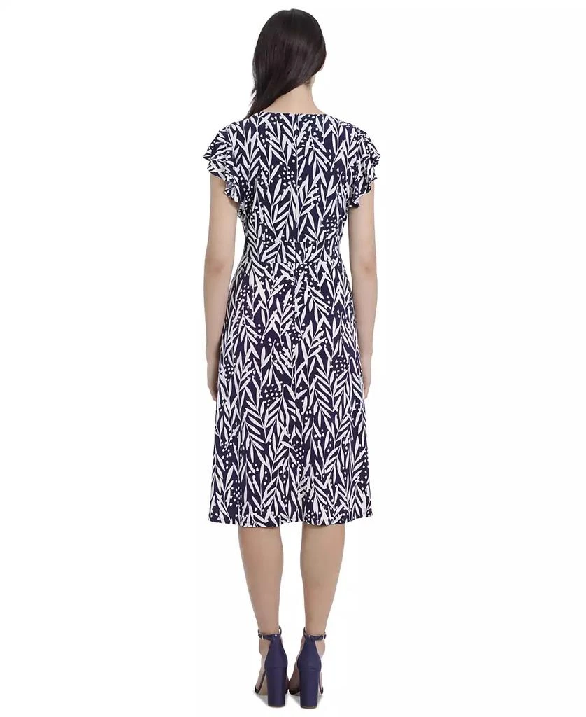 London Times Petite Printed Flutter-Sleeve Dress 2