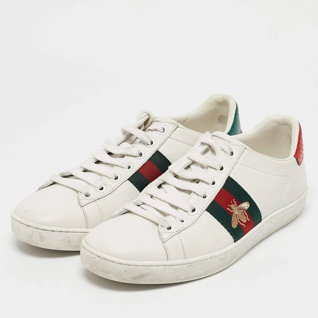 Gucci Gucci White Leather Ace Bee Embroidered Low Top Sneakers Size 36 2