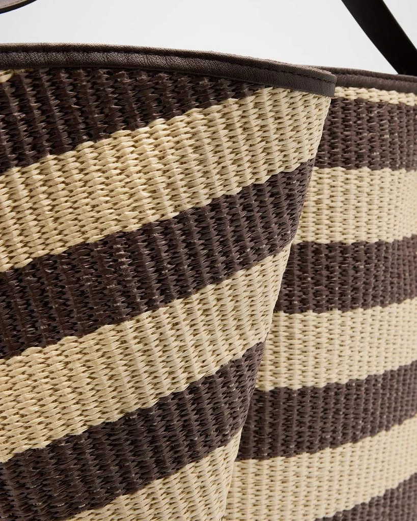 Brunello Cucinelli Marine Striped Raffia Tote Bag 5