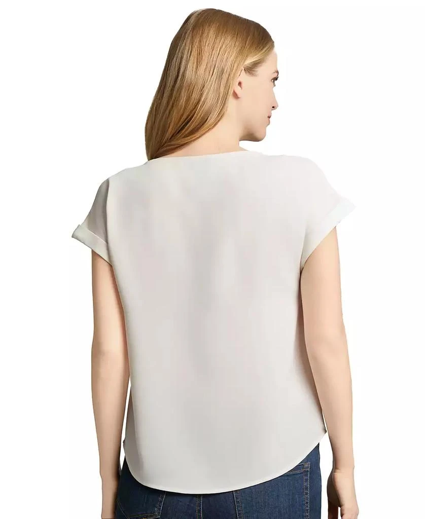 JONES NEW YORK Petite Round-Neck Side-Button Short-Sleeve Top 2