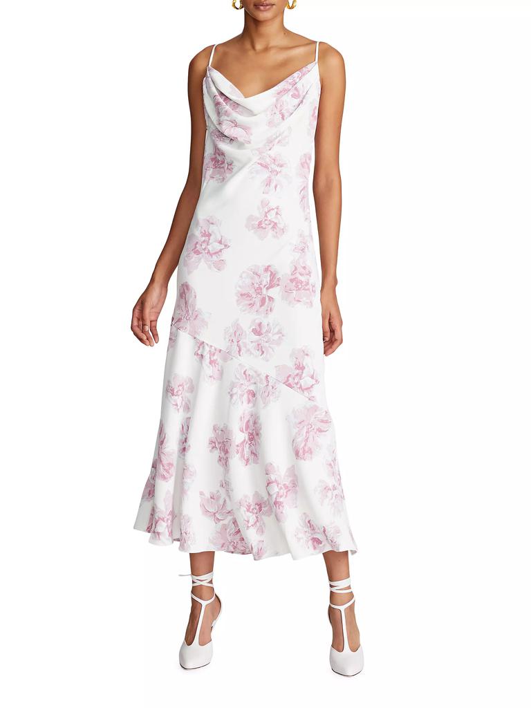 Halston Sonny Floral Crepe Midi-Dress