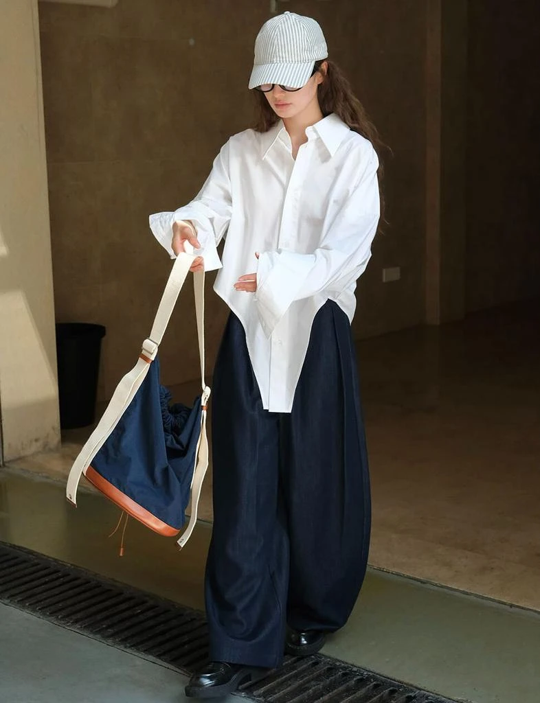 Pixie Market White Oversized Asymmetric Shirt -PREORDER 5