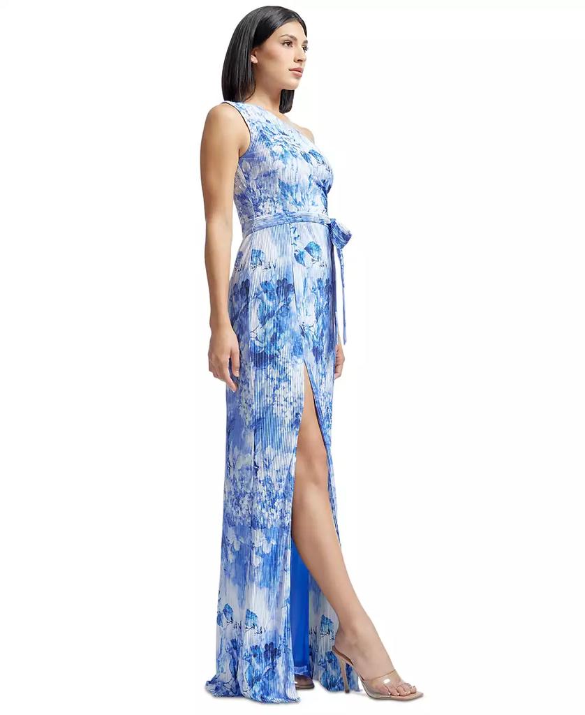 Dress The Population Women's Bella Floral-Print Pleated One-Shoulder Gown