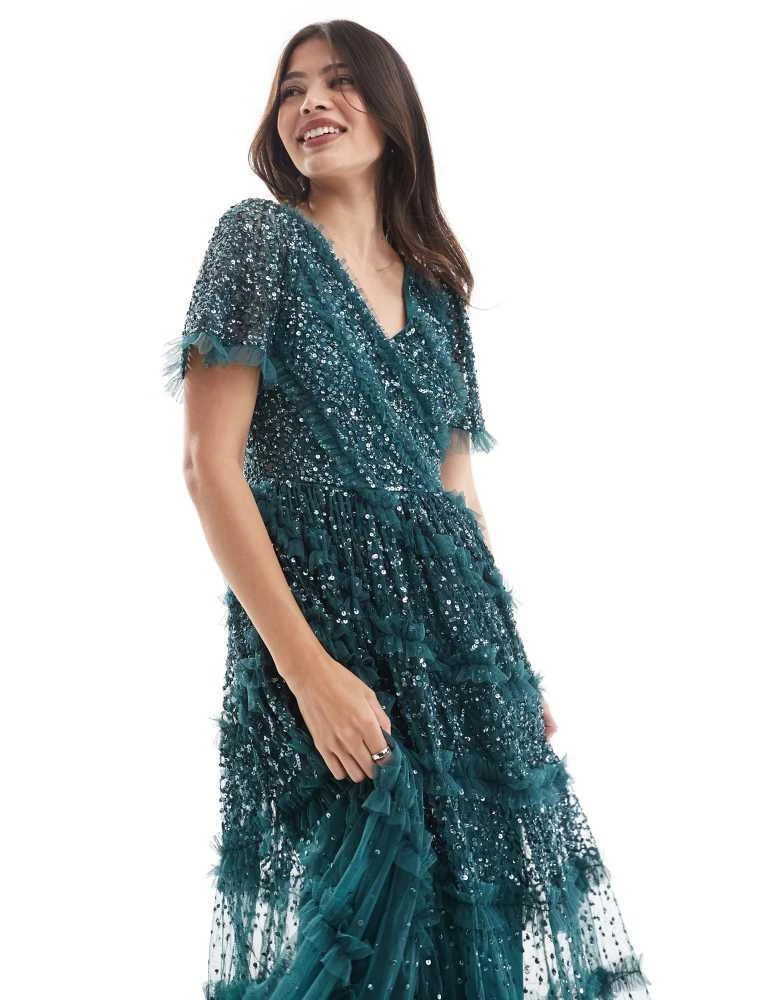 Maya Maya Embellished short sleeve v neck bridesmaid maxi dress in emerald  green - Dresses & Skirts - Compare Prices from 6+ Stores - Free Shipping -  BeyondStyle