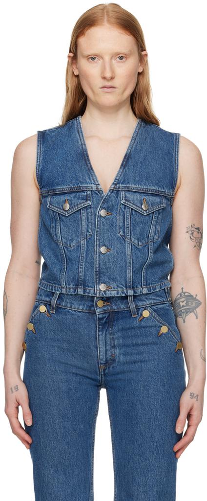 FILIPPA K Blue Fitted Denim Vest