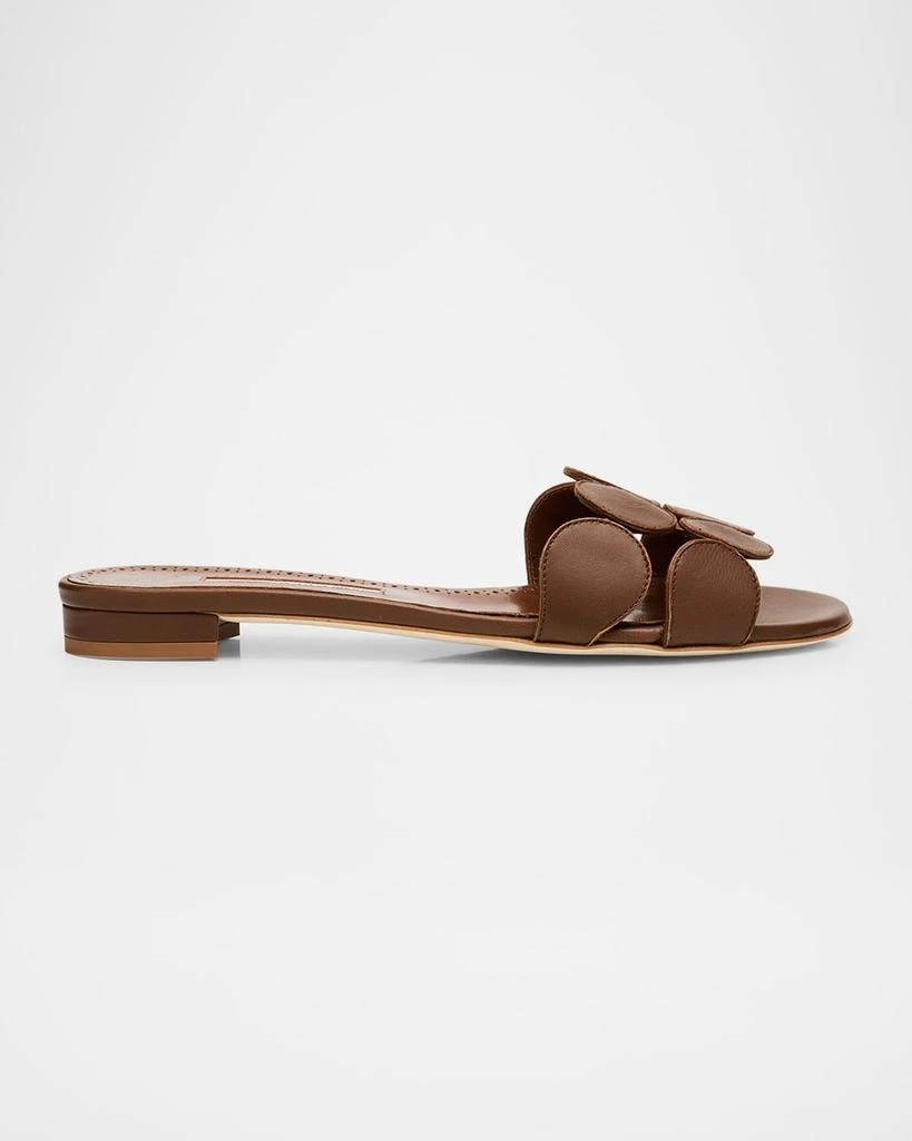 Manolo Blahnik Circle-Cut Leather Flat Slide Sandals 1