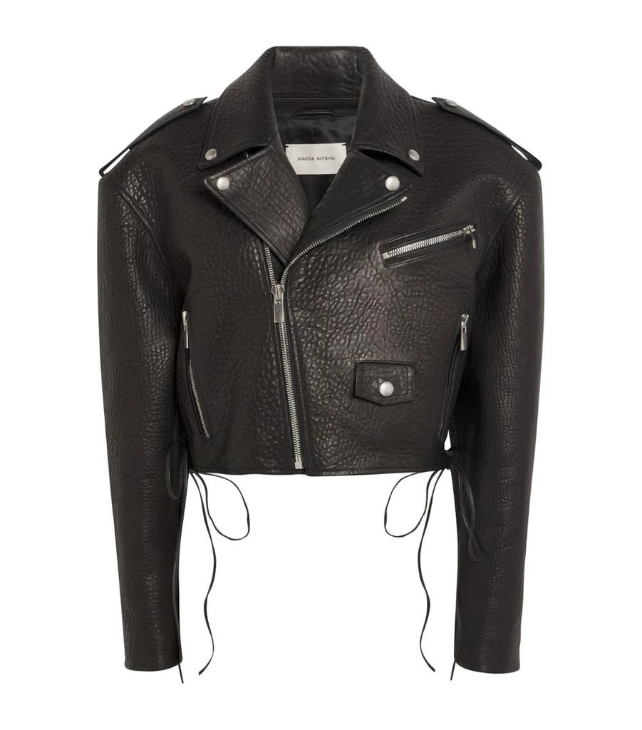 Magda Butrym Cropped Leather Moto Jacket Magda Butrym Leather