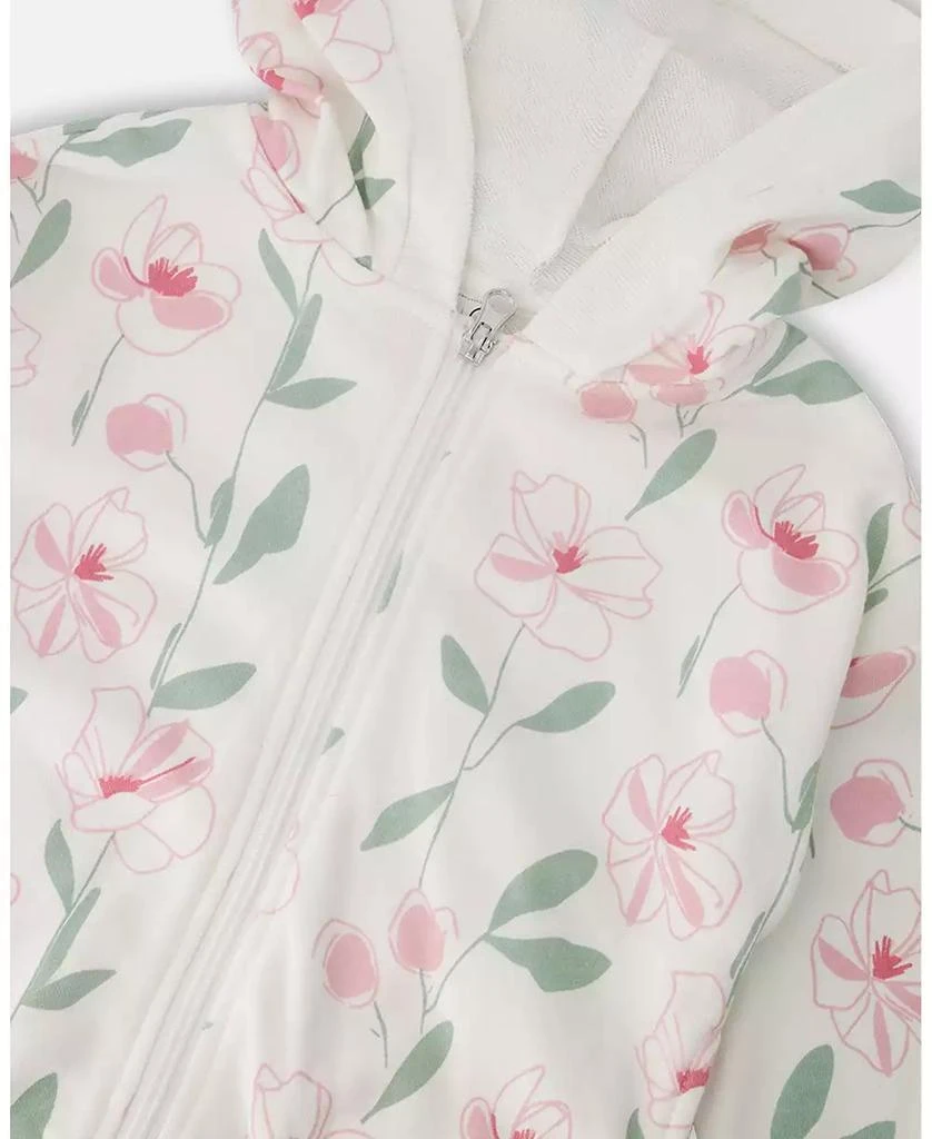 Deux par Deux Toddler Girls French Terry Hoodie Off White Printed Flowers 5