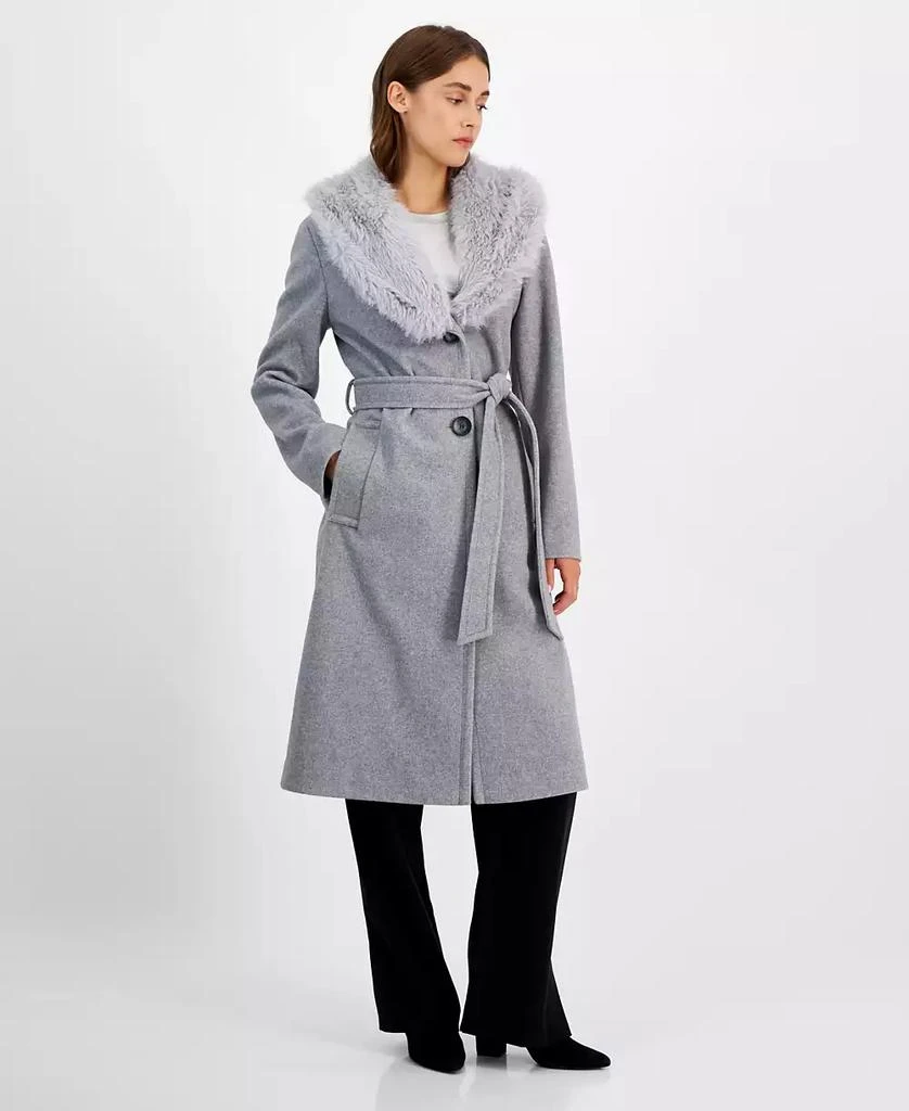 Sam Edelman Women's Belted Faux-Fur-Collar Walker Coat 1