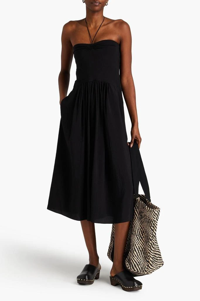 Vince Shirred woven halterneck midi dress 2