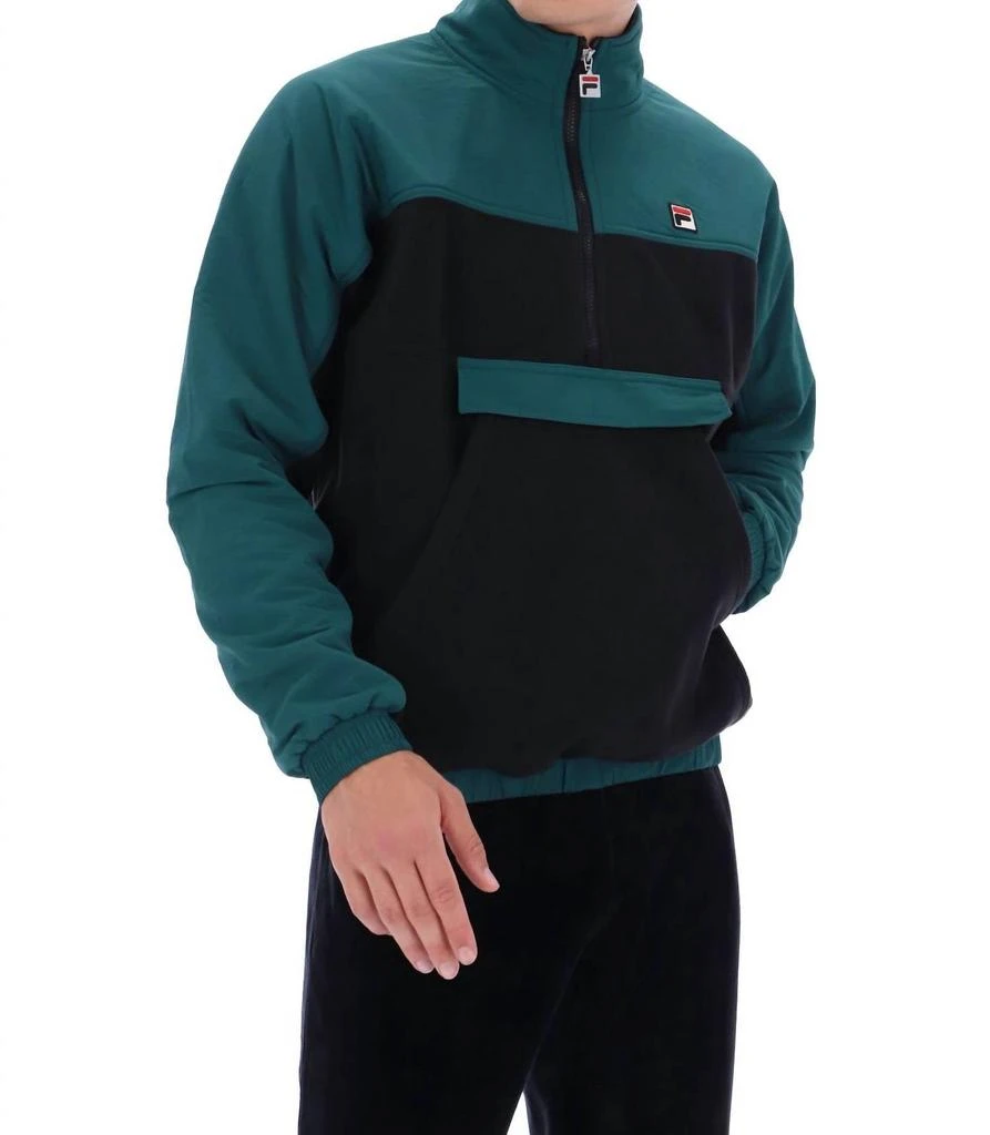 Fila Erick Half Zip Fleece Pullover Sweatshirt In Green/black 2