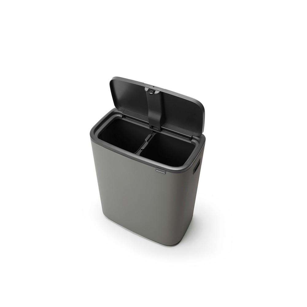 Brabantia Bo Touch Top Dual Compartment Trash Can, 2 x 8 Gallon, 2 x 30 Liter