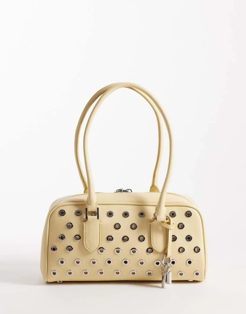 Mango Mango embellished micro bag with key charm detail in buttermilk