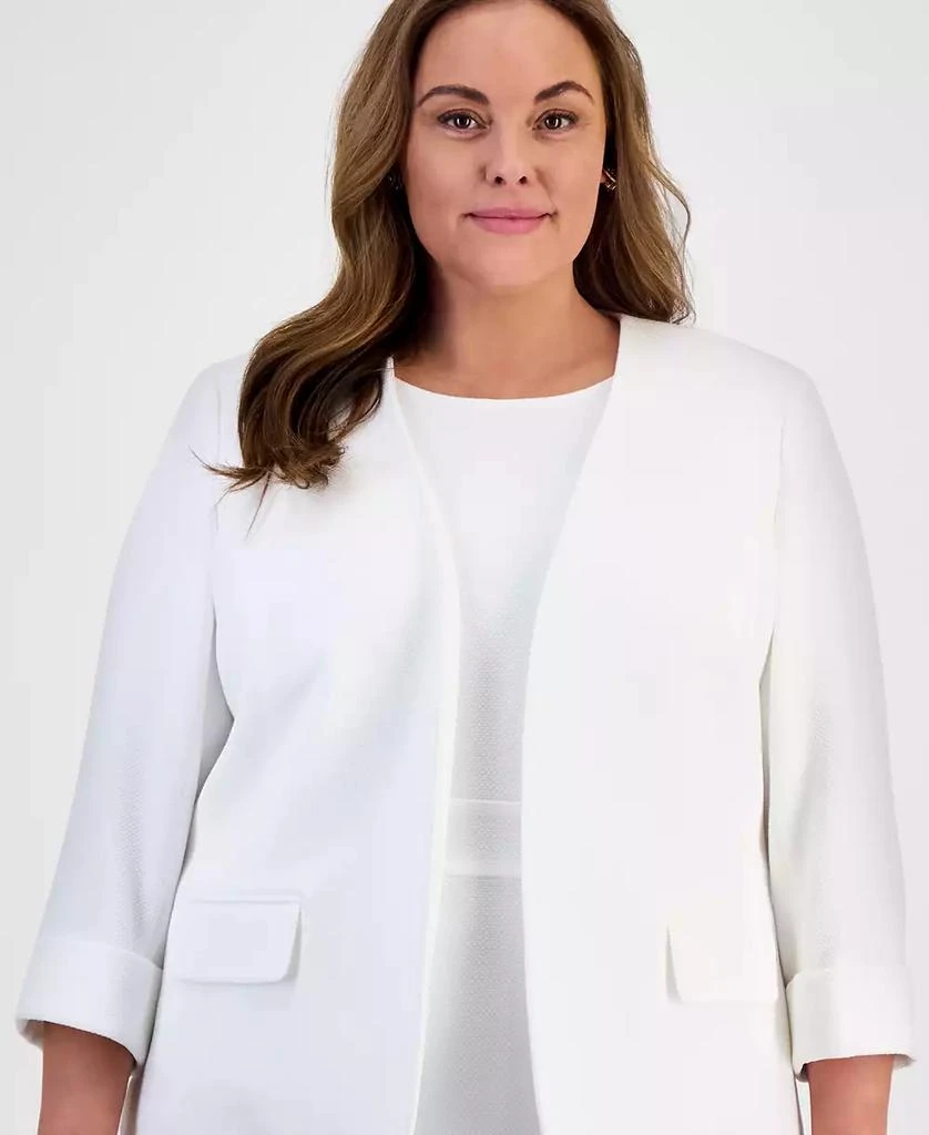 Kasper Plus Size Textured Open Front Blazer 3